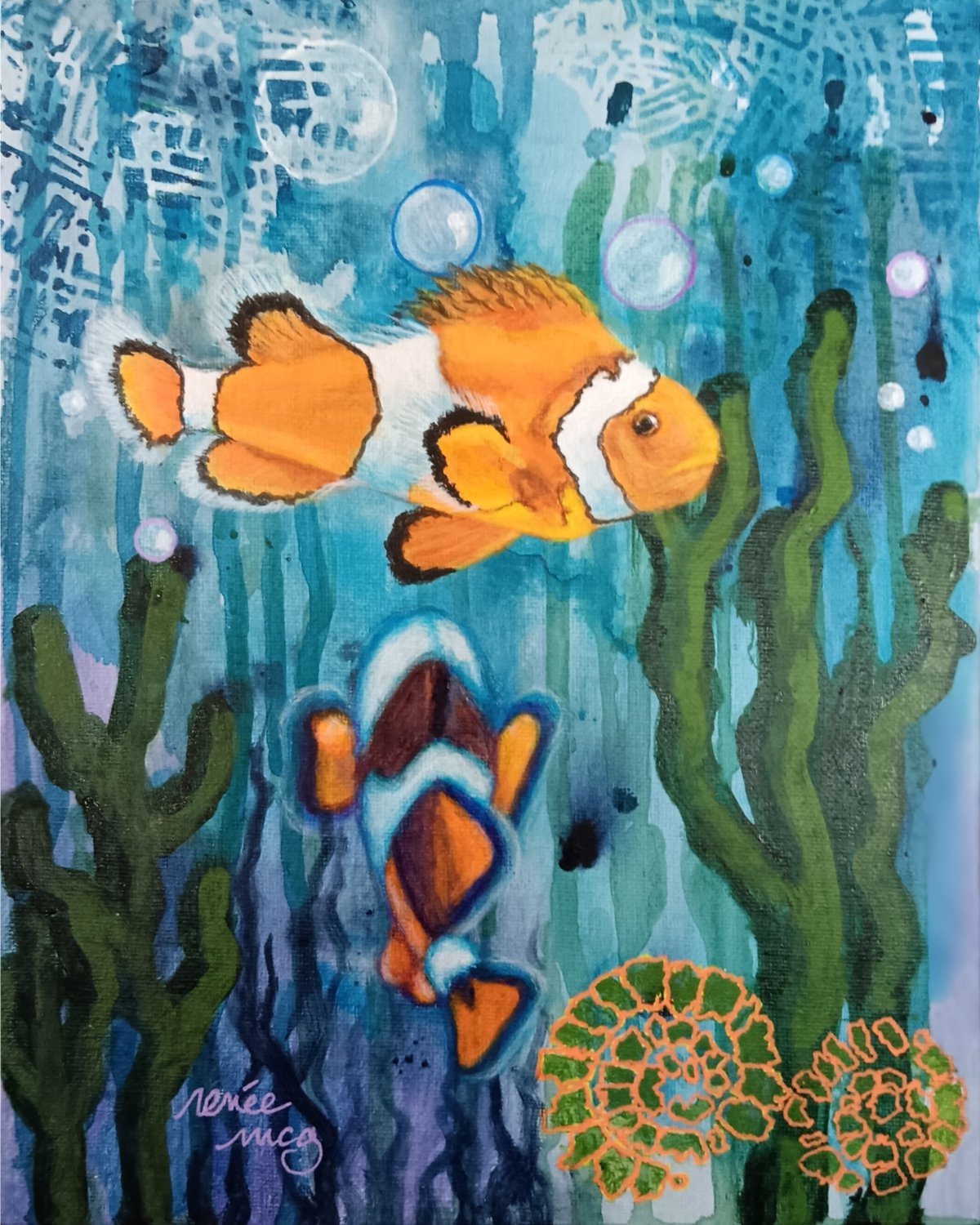 Clown Fish in an Abstract Sea